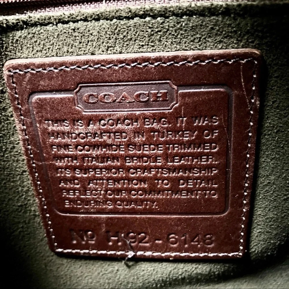Rare Vintage Coach Olive Suede Leather Crossbody Bag